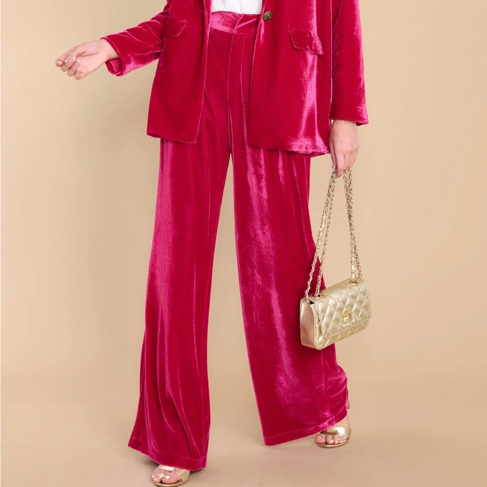 Pink velvet slacks